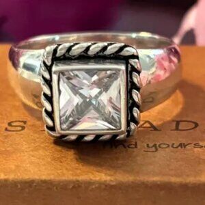 Vintage Silpada 925 Sterling Silver Princess Cut Cubic Zirconia Ring - Geometric